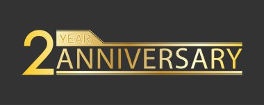 İkinci yıl dönümü için altın kutlama yazısı. Kartpostallar, afişler, afişler, selamlar, dekorasyon ve yaratıcı tasarım için dekoratif bir unsur. Basit biçim.