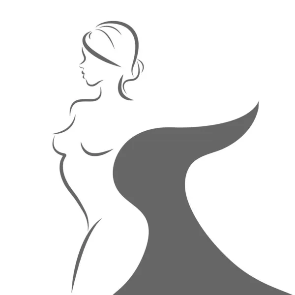 Γυναικεία Σιλουέτα Ένα Εικονίδιο Για Ένα Λογότυπο Μάρκα Αυτοκόλλητο Ένα — Διανυσματικό Αρχείο