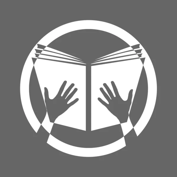 Εικόνα Ενός Ανοιχτού Βιβλίου Χέρια Κρατούν Ανοιχτό Βιβλίο Επίπεδο Στυλ — Διανυσματικό Αρχείο