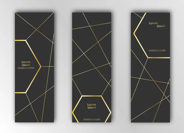 Conjunto Plantillas Para Portadas Carteles Banners Patrón Dorado Para Postales — Vector de stock