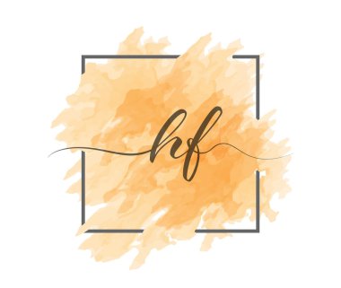 Kaligrafik küçük harfler H ve F harfleri bir çerçevedeki renkli bir arkaplan üzerinde sağlam bir çizgide yazılır. Basit Biçim