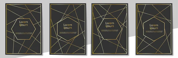 Set Sjablonen Voor Covers Posters Banners Goud Patroon Voor Ansichtkaarten — Stockvector