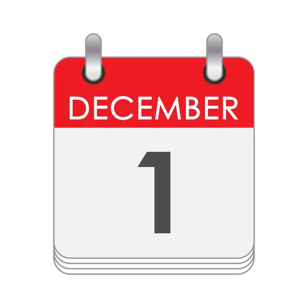 Δεκεμβρίου Ένα Φύλλο Του Ημερολογίου Αναστροφής Ημερομηνία Δεκεμβρίου Επίπεδο Στυλ — Διανυσματικό Αρχείο