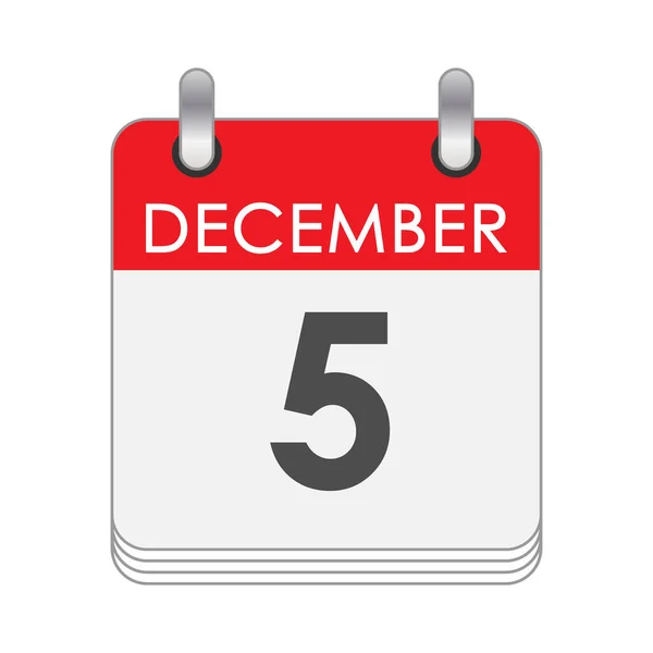 Δεκεμβρίου Ένα Φύλλο Του Ημερολογίου Ημερομηνία Δεκεμβρίου Επίπεδο Στυλ — Διανυσματικό Αρχείο