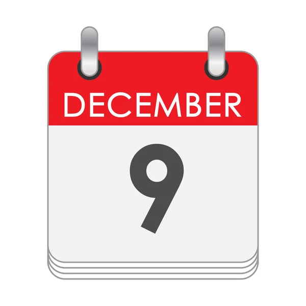 Δεκεμβρίου Ένα Φύλλο Του Ημερολογίου Ημερομηνία Δεκεμβρίου Επίπεδο Στυλ — Διανυσματικό Αρχείο