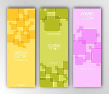  Sancaklar, kapaklar, broşürler ve dokular için minimalist tarzda kesişen karelerin arka planları. Düz tasarım.