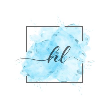 Kaligrafik küçük harfler H ve L, bir çerçevedeki renkli bir arkaplan üzerinde katı bir çizgide yazılır. Basit Biçim