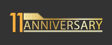 Altın tebrik yazısı, 11. yıl dönümü. Kartpostallar, afişler, afişler, selamlar, dekorasyon ve yaratıcı tasarım için dekoratif bir unsur. Basit biçim.