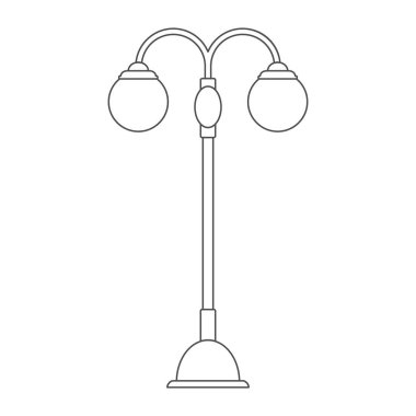 Sokak lambası. Albüm, boyama kitapları ve yaratıcı tasarım için Contour vektör çizimi. Düz biçim.
