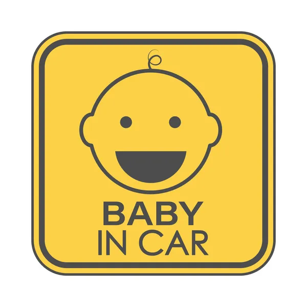 Baby Auto Een Vierkant Bord Met Het Gezicht Van Een — Stockvector
