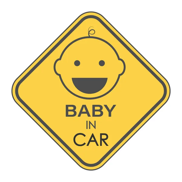 Baby Auto Een Vierkant Bord Met Het Gezicht Van Een — Stockvector