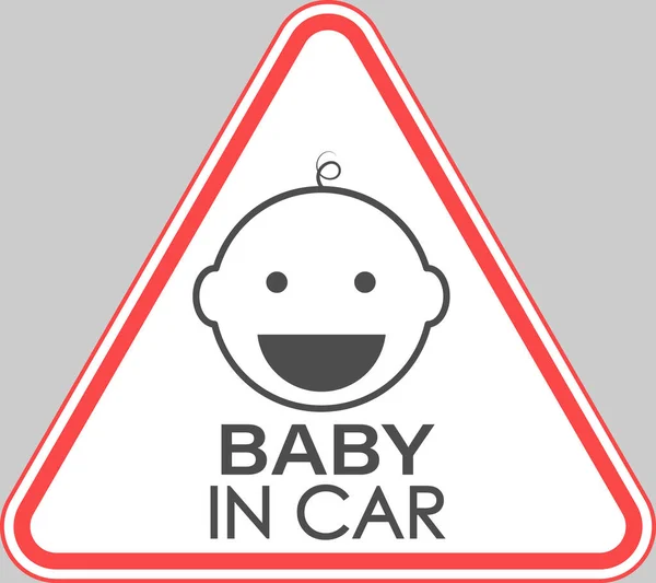 Baby Auto Een Driehoekig Bord Met Het Gezicht Van Een — Stockvector