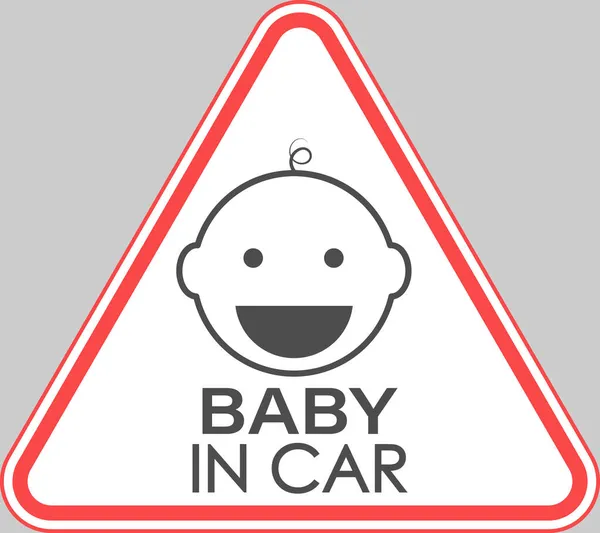Baby Car Triangular Sign Child Face Vector Illustration — Stock Vector