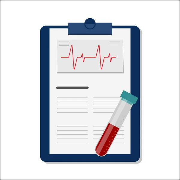 Formulário Cardiograma Tubo Teste Com Testes Medicina Saúde Estilo Plano — Vetor de Stock