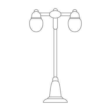 Sokak lambası. Albüm, boyama kitapları ve yaratıcı tasarım için Contour vektör çizimi. Düz biçim.
