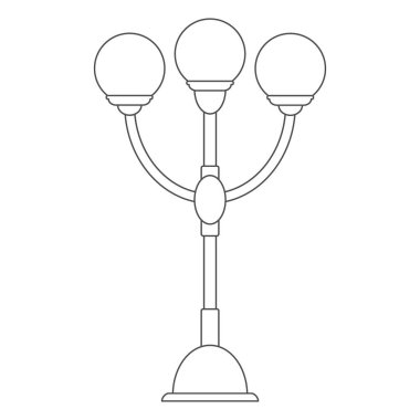 Sokak lambası. Albüm, boyama kitapları ve yaratıcı tasarım için Contour vektör çizimi. Düz biçim.