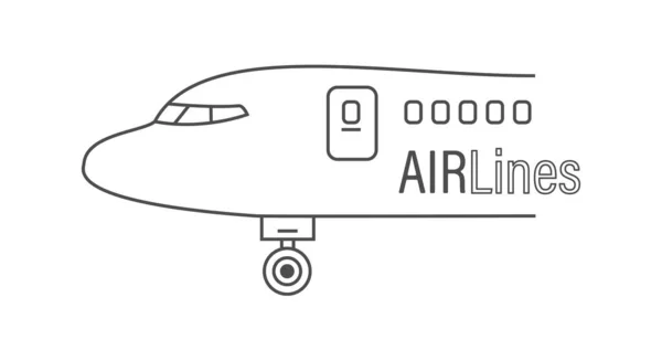 Compagnia Aerea Profilo Aeroplano Con Iscrizione Logo Marchio Adesivo Design — Vettoriale Stock