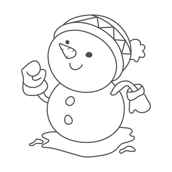 Bonhomme Neige Contour Vide Pour Les Salutations Noël Nouvel Les — Image vectorielle