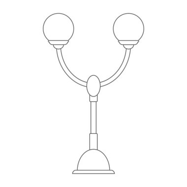 Sokak lambası. Albüm, boyama kitapları ve yaratıcı tasarım için Contour vektör çizimi. Düz biçim.