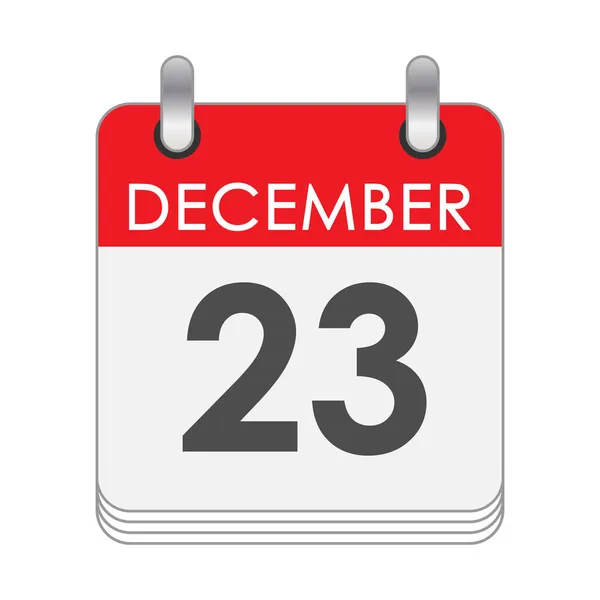 12月23日 12月23日の日付と裏表のカレンダーの葉 — ストックベクタ