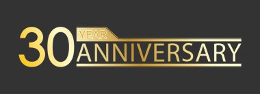 Altın tebrik yazısı, 30. yıl dönümü. Kartpostallar, afişler, afişler, selamlar, dekorasyon ve yaratıcı tasarım için dekoratif bir unsur. Basit biçim.