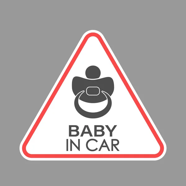 Baby Car Triangelformad Skylt Med Napphållare För Utfodring Vektorillustration — Stock vektor