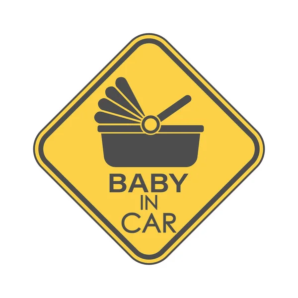 Baby Auto Een Vierkant Bord Met Een Kinderwagen Een Inscriptie — Stockvector