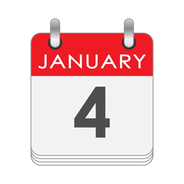 Enero Una Hoja Del Calendario Con Fecha Del Enero Estilo — Vector de stock
