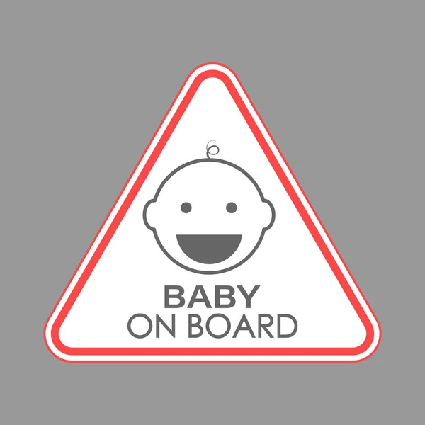 Baby Board Triangelformad Skylt Med Ett Barns Ansikte Vektorillustration — Stock vektor
