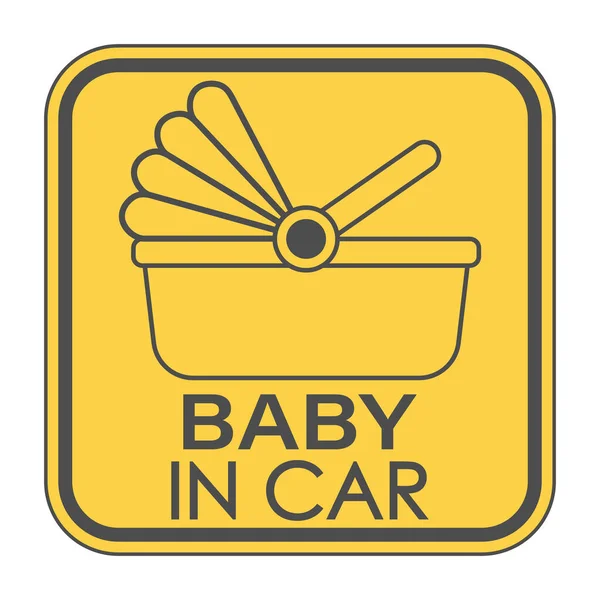 Baby Auto Een Vierkant Bord Met Een Kinderwagen Een Inscriptie — Stockvector