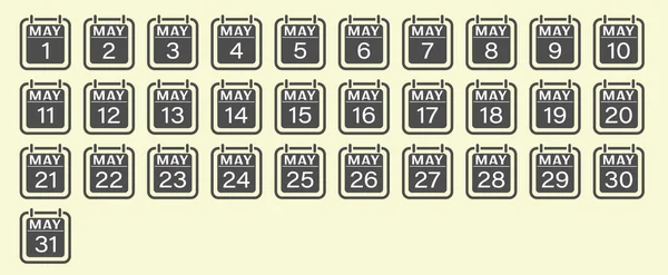 Maj Miesiąc Liczbami Zestaw Arkuszy Kalendarzowych Stronę Internetową Aplikacje Kreatywny — Wektor stockowy