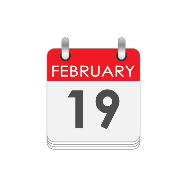 Febrero Una Hoja Del Calendario Con Fecha Del Febrero Estilo — Archivo Imágenes Vectoriales