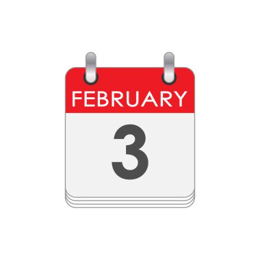 3 Şubat. 3 Şubat tarihli bir takvim sayfası. Düz biçim.