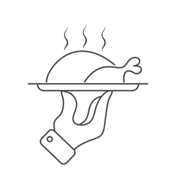 Der Hand Hält Eine Schüssel Hühnchen Vektor Image Für Logo — Stockvektor