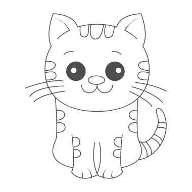 Şirin bir kedinin silueti. Güzel sevimli bir kedi arka ayaklarının üzerinde oturuyor. Düz biçim.