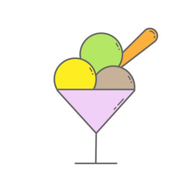 Dondurma ikonu. Renkli dolgu. Yaratıcılık ve dekorasyon için ölçeklenebilir vektör. Düz biçim.