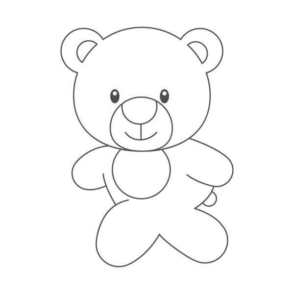 Funny Little Bear Empty Outline Creative Design Development Flat Style — Stock Vector