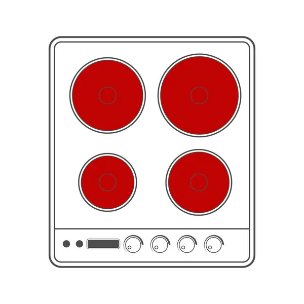 Elektroherd Für Innen Und Kücheneinrichtung Flacher Stil — Stockvektor