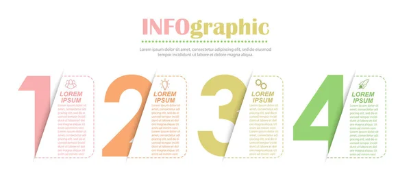 Infografik Mall För Fyra Stadier Företag Utbildning Marknadsföring Eller Ekonomisk — Stock vektor