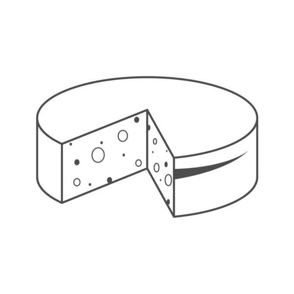 Piece Cheese Dairy Products Empty Contour Simple Style —  Vetores de Stock