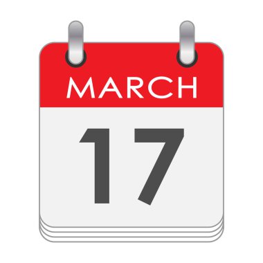 17 Mart. 17 Mart tarihli bir takvim sayfası. Düz biçim.