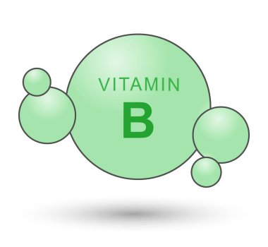B vitamini ikonu. Tematik bir dizayn için vitaminin koşullu görüntüsü. Düz biçim.