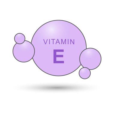 E vitamini ikonu. Tematik bir dizayn için vitaminin koşullu görüntüsü. Düz biçim.
