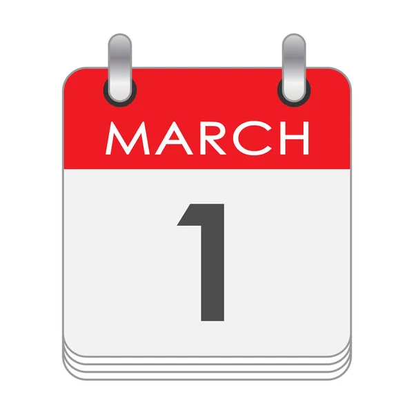 March Leaf Flip Calendar Date March Flat Style — Vector de stock