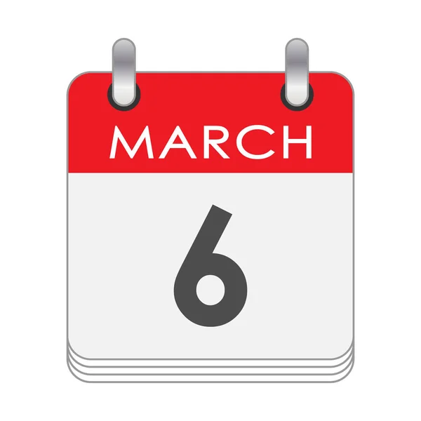 Μαρτίου Ένα Φύλλο Του Ημερολογίου Αναστροφής Ημερομηνία Μαρτίου Επίπεδο Στυλ — Διανυσματικό Αρχείο