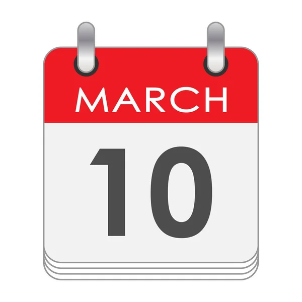 Μαρτίου Ένα Φύλλο Από Ημερολόγιο Ημερομηνία Μαρτίου Επίπεδο Στυλ — Διανυσματικό Αρχείο
