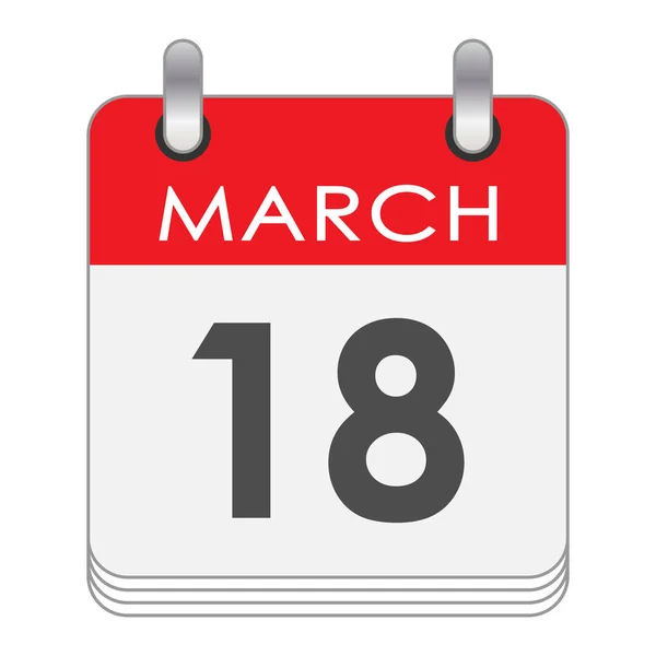 Μαρτίου Ένα Φύλλο Του Ημερολογίου Ημερομηνία Μαρτίου Επίπεδο Στυλ — Διανυσματικό Αρχείο