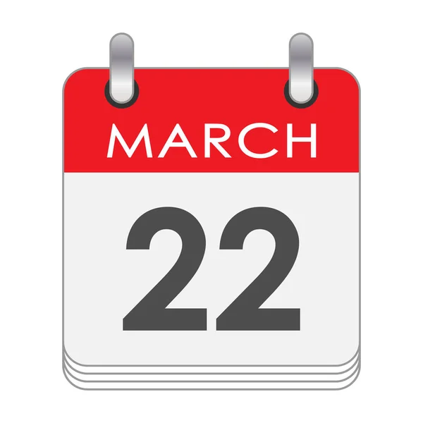 Μαρτίου Ένα Φύλλο Του Ημερολογίου Ημερομηνία Μαρτίου Επίπεδο Στυλ — Διανυσματικό Αρχείο
