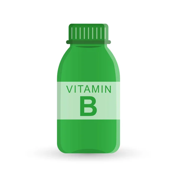 Bottle Vitamin Medicine Medical Preparations Flat Style — Stock Vector