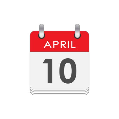10 Nisan. 10 Nisan tarihli bir takvim sayfası. Düz biçim.